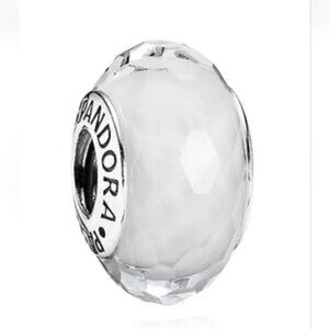 Pandora White Faceted Murano Glass Charm
